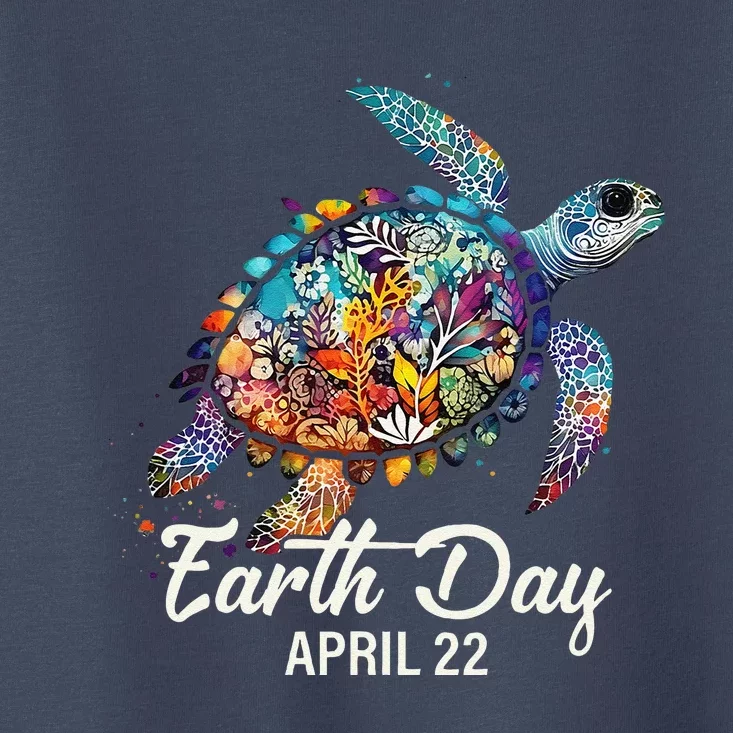 Earth Day 2024 Restore Earth Sea Turtle Art Save The Planet Toddler T-Shirt