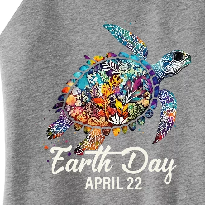 Earth Day 2024 Restore Earth Sea Turtle Art Save The Planet Women’s Perfect Tri Rocker Tank