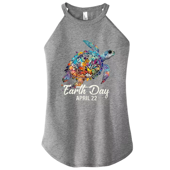 Earth Day 2024 Restore Earth Sea Turtle Art Save The Planet Women’s Perfect Tri Rocker Tank