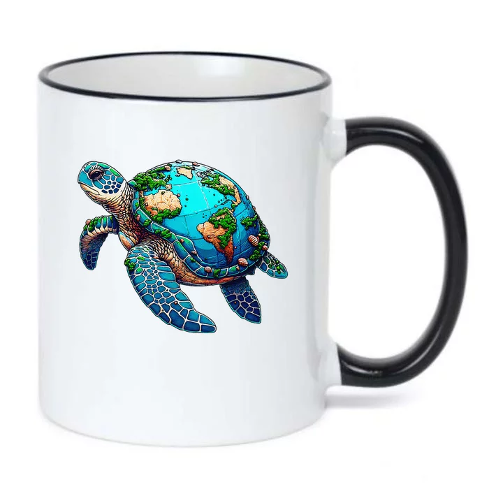 Earth Day 2024 Restore Earth Sea Turtle Art Save The Planet Black Color Changing Mug