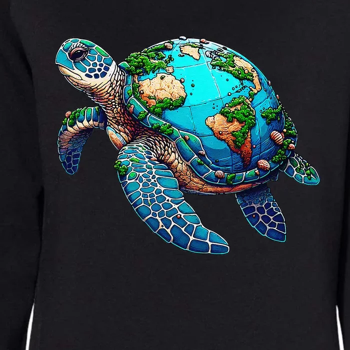 Earth Day 2024 Restore Earth Sea Turtle Art Save The Planet Womens California Wash Sweatshirt