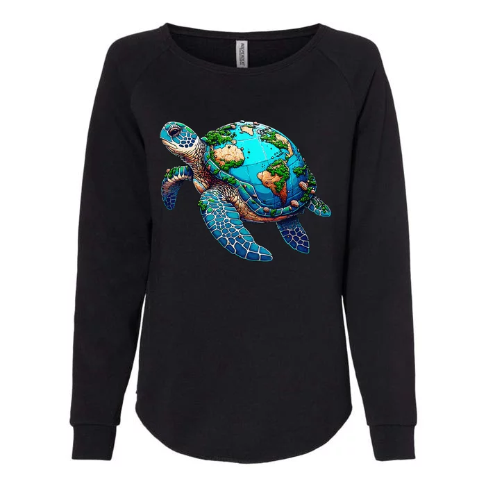 Earth Day 2024 Restore Earth Sea Turtle Art Save The Planet Womens California Wash Sweatshirt