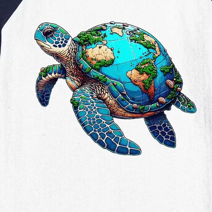 Earth Day 2024 Restore Earth Sea Turtle Art Save The Planet Baseball Sleeve Shirt