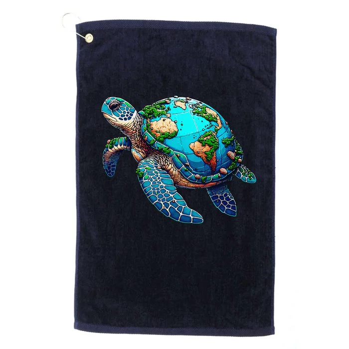 Earth Day 2024 Restore Earth Sea Turtle Art Save The Planet Platinum Collection Golf Towel