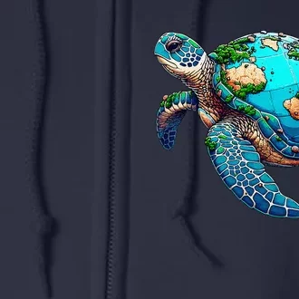 Earth Day 2024 Restore Earth Sea Turtle Art Save The Planet Full Zip Hoodie