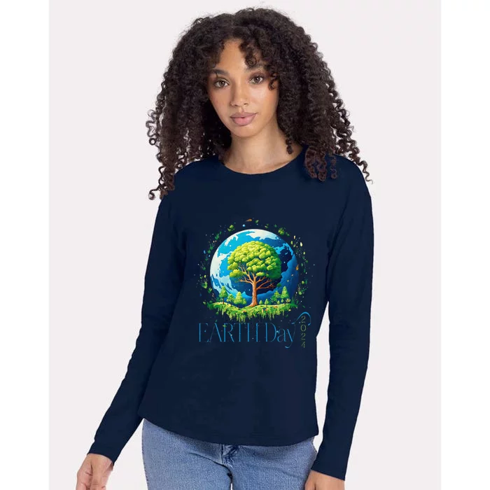 Earth Day 2024 Environmental International Awareness Womens Cotton Relaxed Long Sleeve T-Shirt