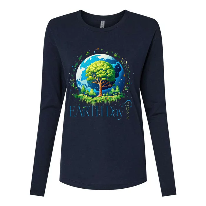 Earth Day 2024 Environmental International Awareness Womens Cotton Relaxed Long Sleeve T-Shirt