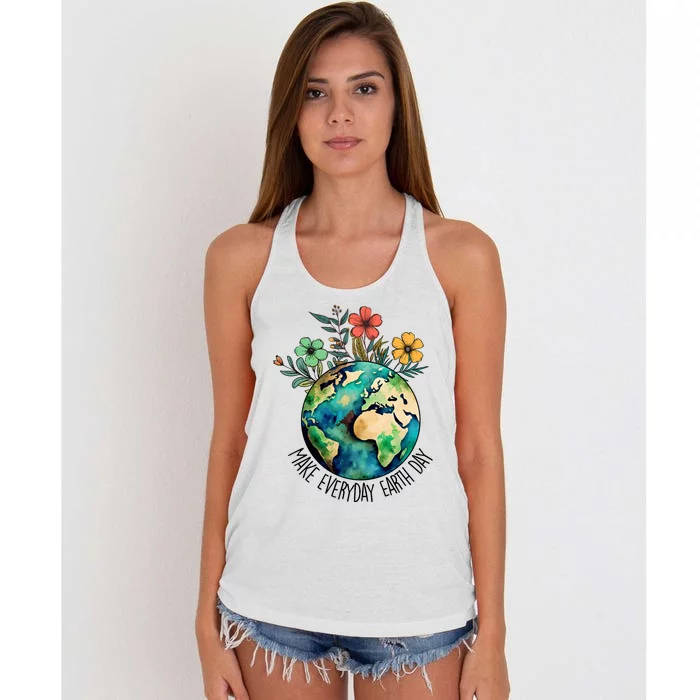 Earth Day 2024 Funny Earth Day Make Everyday Earth Day Women's Knotted Racerback Tank