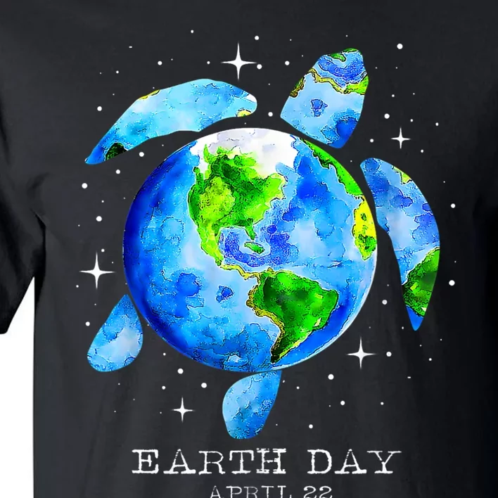 Earth Day 2024 Restore Earth Sea Turtle Art Save The Planet Tall T-Shirt