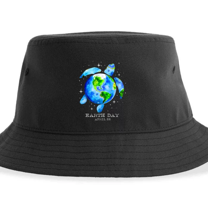 Earth Day 2024 Restore Earth Sea Turtle Art Save The Planet Sustainable Bucket Hat