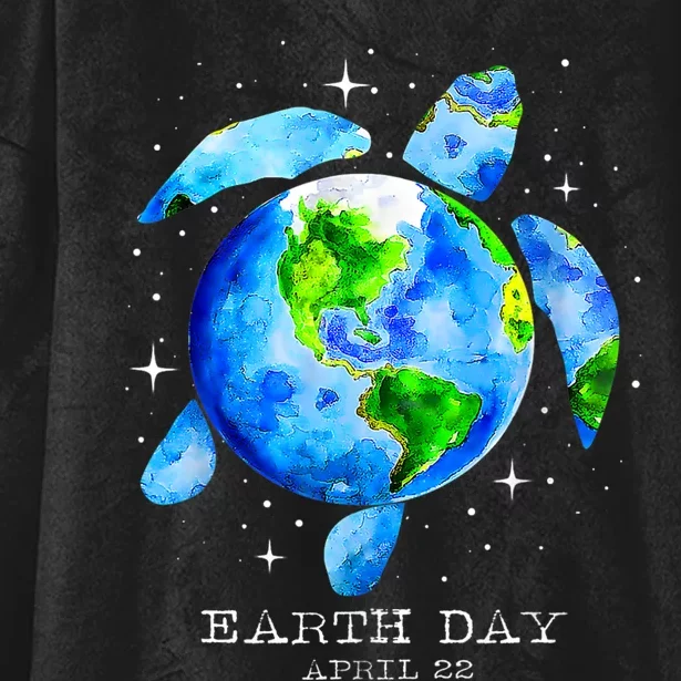 Earth Day 2024 Restore Earth Sea Turtle Art Save The Planet Hooded Wearable Blanket