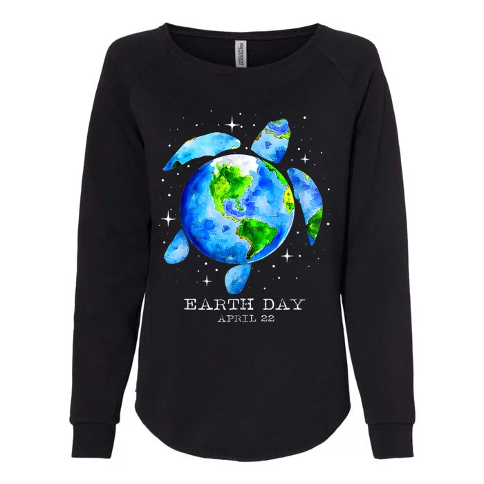 Earth Day 2024 Restore Earth Sea Turtle Art Save The Planet Womens California Wash Sweatshirt