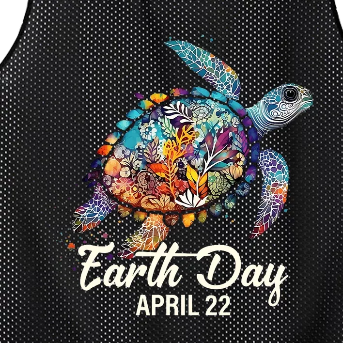 Earth Day 2024 Restore Earth Sea Turtle Art Save The Planet Mesh Reversible Basketball Jersey Tank