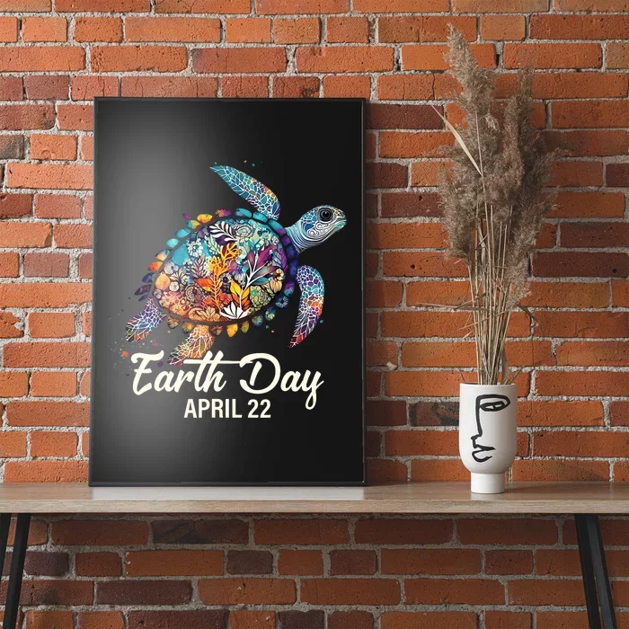 Earth Day 2024 Restore Earth Sea Turtle Art Save The Planet Poster