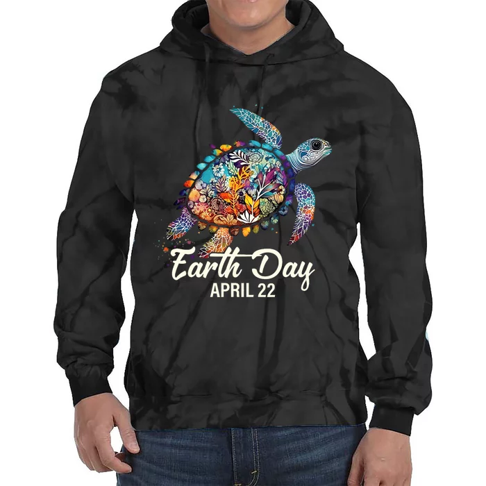 Earth Day 2024 Restore Earth Sea Turtle Art Save The Planet Tie Dye Hoodie