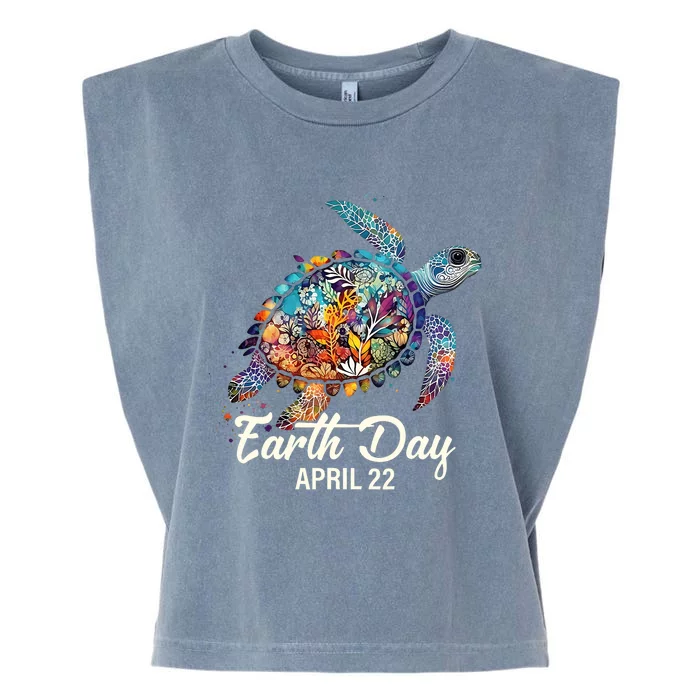 Earth Day 2024 Restore Earth Sea Turtle Art Save The Planet Garment-Dyed Women's Muscle Tee