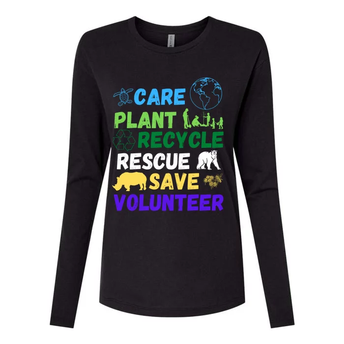 Earth Day 2024 Save Bees Rescue Animals Plant Trees Recycle Womens Cotton Relaxed Long Sleeve T-Shirt