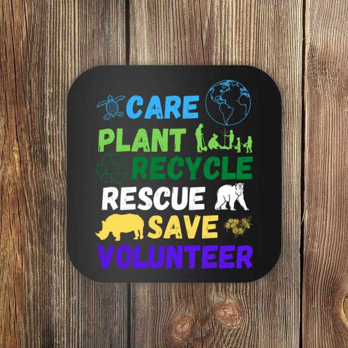 Earth Day 2024 Save Bees Rescue Animals Plant Trees Recycle Coaster