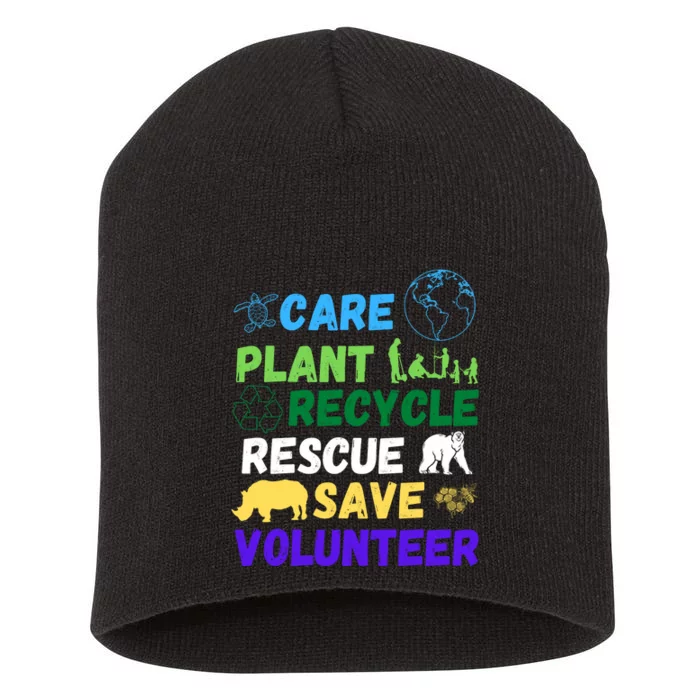 Earth Day 2024 Save Bees Rescue Animals Plant Trees Recycle Short Acrylic Beanie