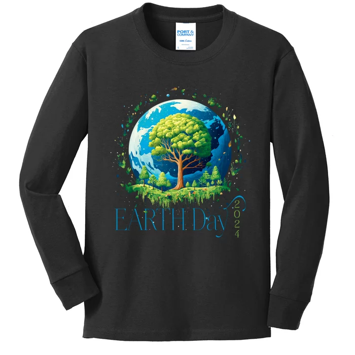 Earth Day 2024 Environmental International Awareness Kids Long Sleeve Shirt