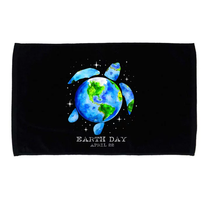 Earth Day 2024 Restore Earth Sea Turtle Art Save The Planet Microfiber Hand Towel