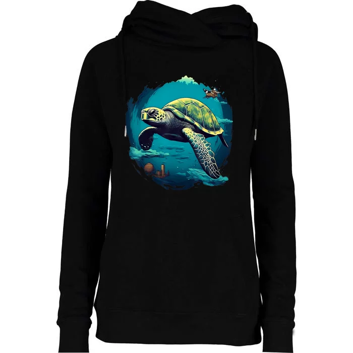 Earth Day 2024 Restore Earth Sea Turtle Art Save The Planet Womens Funnel Neck Pullover Hood