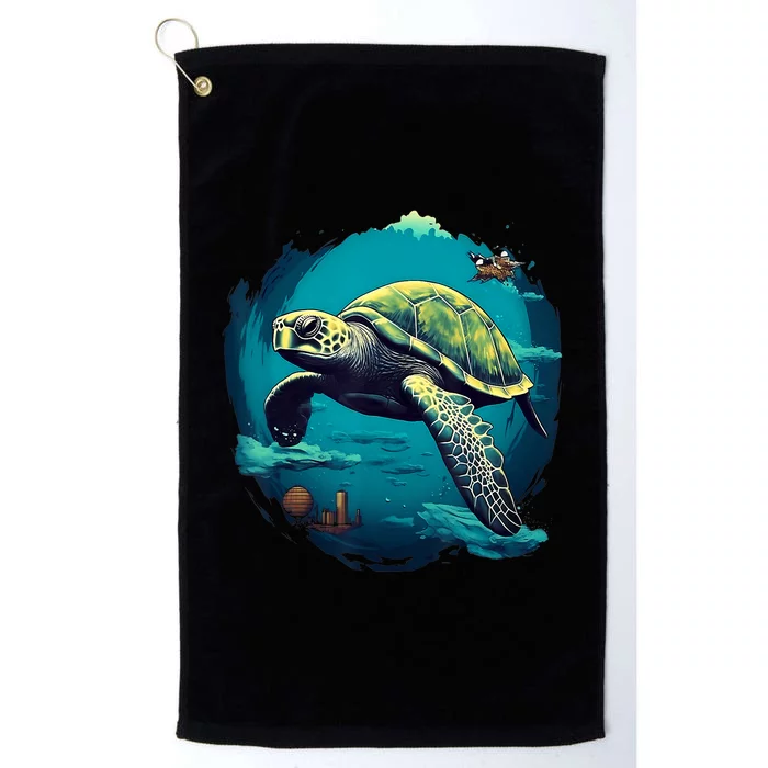 Earth Day 2024 Restore Earth Sea Turtle Art Save The Planet Platinum Collection Golf Towel