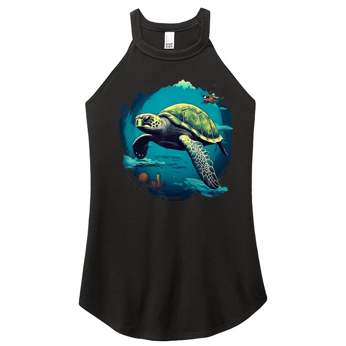 Earth Day 2024 Restore Earth Sea Turtle Art Save The Planet Women’s Perfect Tri Rocker Tank