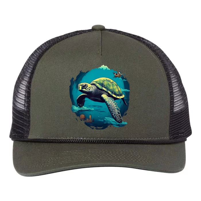 Earth Day 2024 Restore Earth Sea Turtle Art Save The Planet Retro Rope Trucker Hat Cap