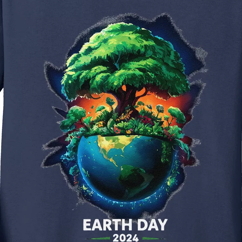 Earth Day 2024 Environmental International Awareness Kids Long Sleeve Shirt