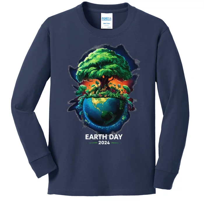 Earth Day 2024 Environmental International Awareness Kids Long Sleeve Shirt