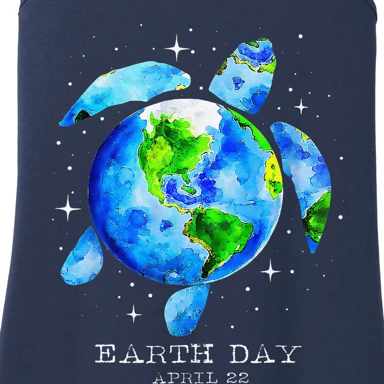 Earth Day 2024 Restore Earth Sea Turtle Art Save The Planet Ladies Essential Tank