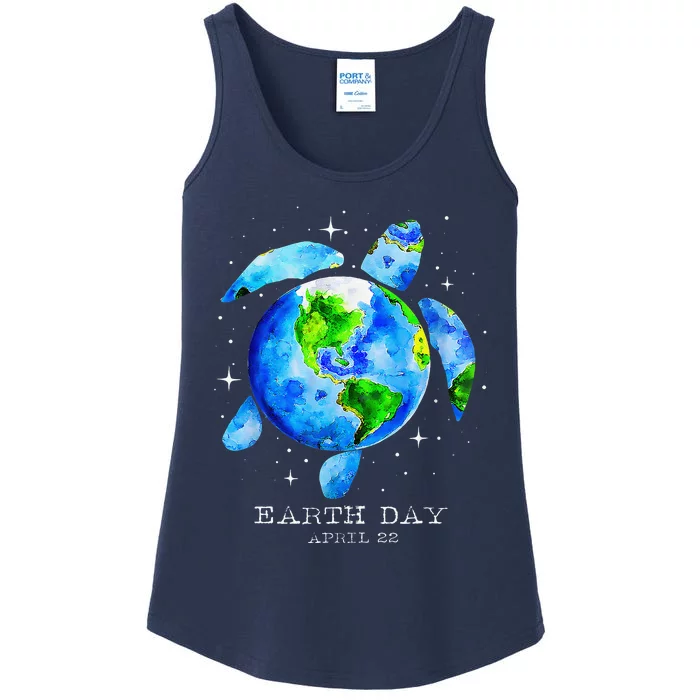 Earth Day 2024 Restore Earth Sea Turtle Art Save The Planet Ladies Essential Tank