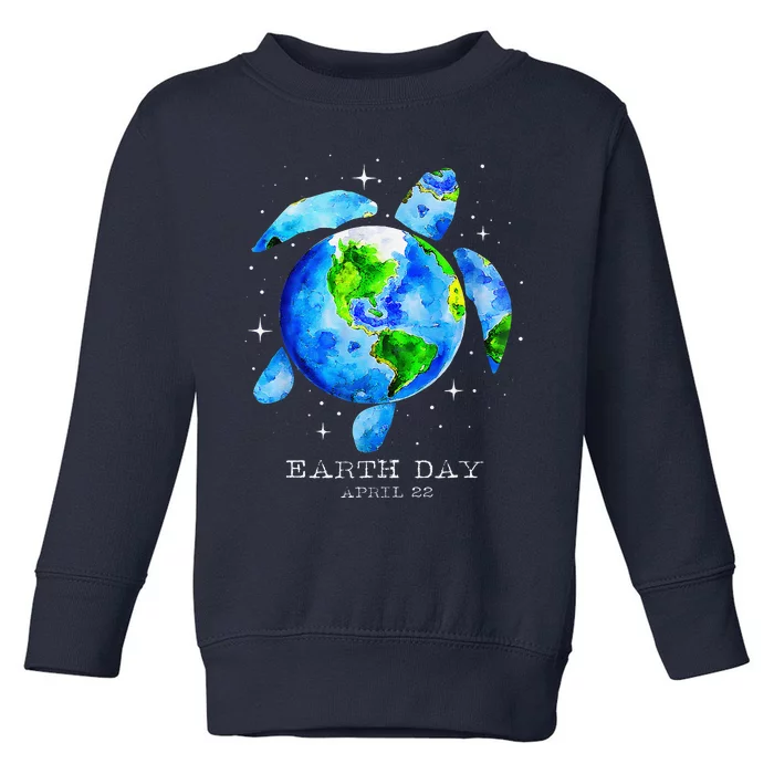 Earth Day 2024 Restore Earth Sea Turtle Art Save The Planet Toddler Sweatshirt