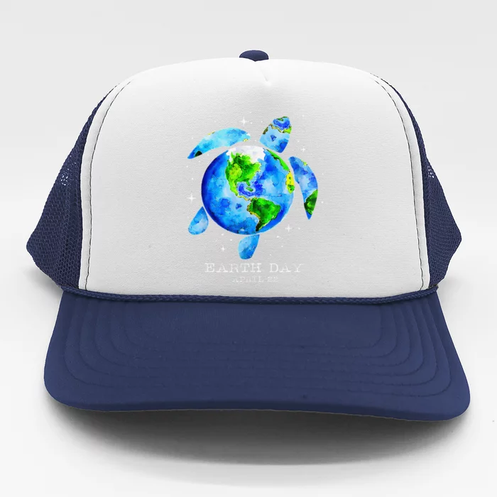 Earth Day 2024 Restore Earth Sea Turtle Art Save The Planet Trucker Hat