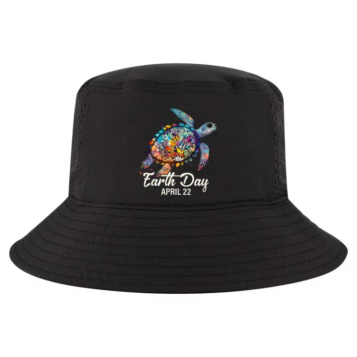 Earth Day 2024 Restore Earth Sea Turtle Art Save The Planet Cool Comfort Performance Bucket Hat