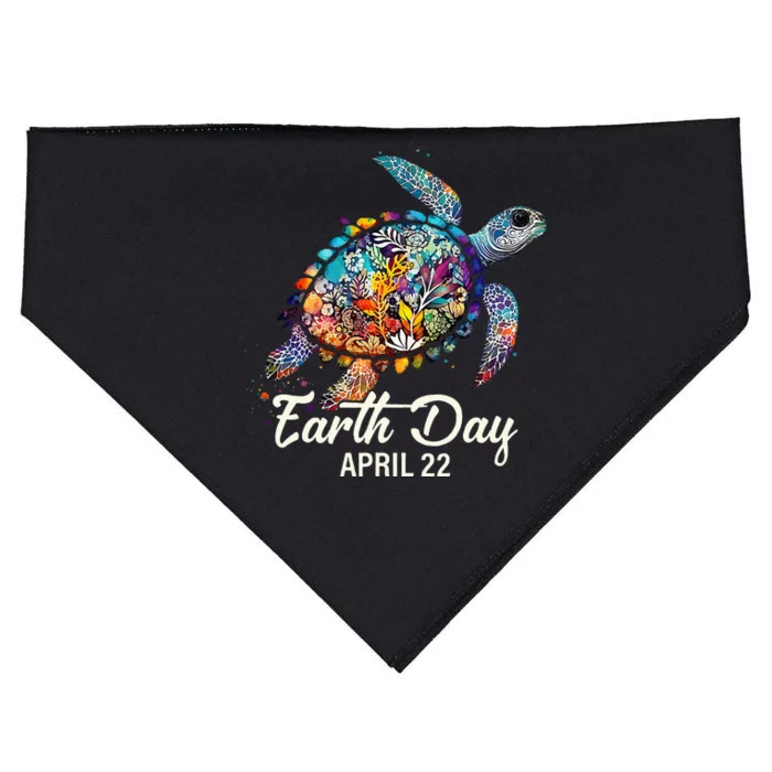 Earth Day 2024 Restore Earth Sea Turtle Art Save The Planet USA-Made Doggie Bandana