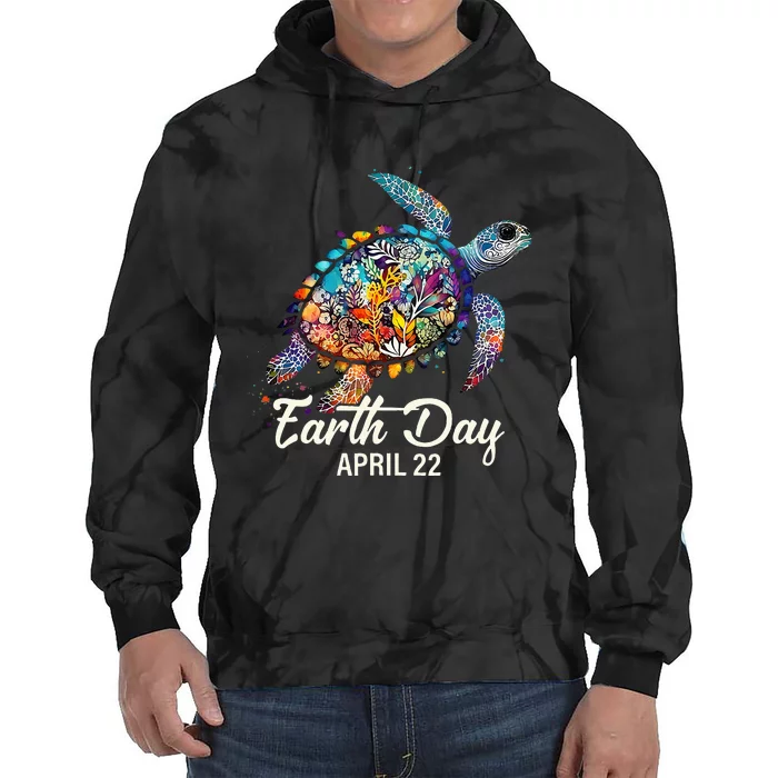 Earth Day 2024 Restore Earth Sea Turtle Art Save The Planet Tie Dye Hoodie