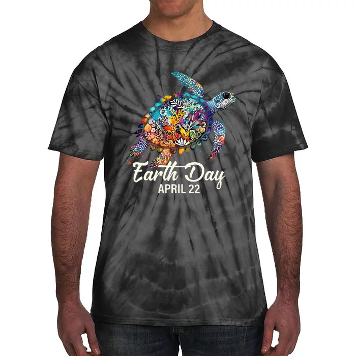 Earth Day 2024 Restore Earth Sea Turtle Art Save The Planet Tie-Dye T-Shirt