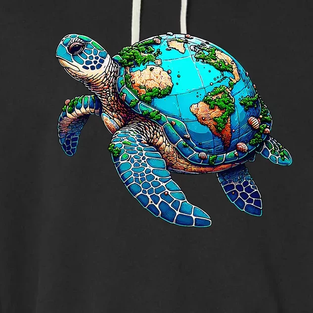 Earth Day 2024 Restore Earth Sea Turtle Art Save The Planet Garment-Dyed Fleece Hoodie