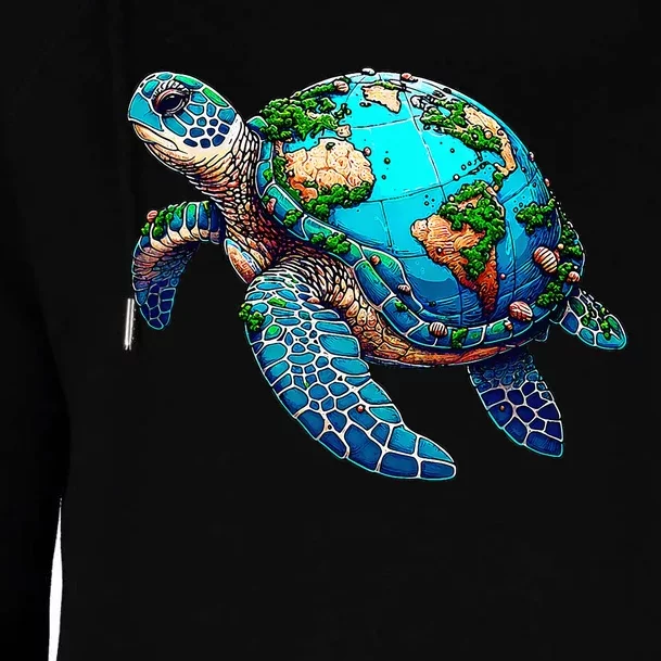 Earth Day 2024 Restore Earth Sea Turtle Art Save The Planet Womens Funnel Neck Pullover Hood