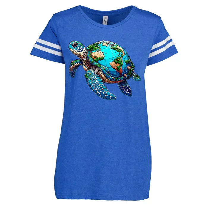 Earth Day 2024 Restore Earth Sea Turtle Art Save The Planet Enza Ladies Jersey Football T-Shirt