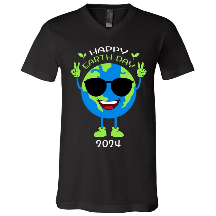 Earth Day 2024 Funny Earth Day Birthday Girl V-Neck T-Shirt