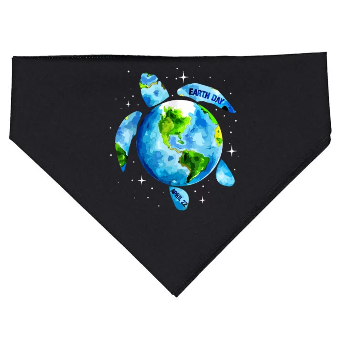 Earth Day 2024 Restore Earth Sea Turtle Art Save The Planet USA-Made Doggie Bandana