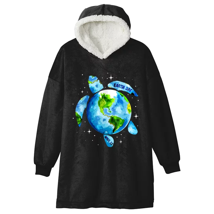 Earth Day 2024 Restore Earth Sea Turtle Art Save The Planet Hooded Wearable Blanket