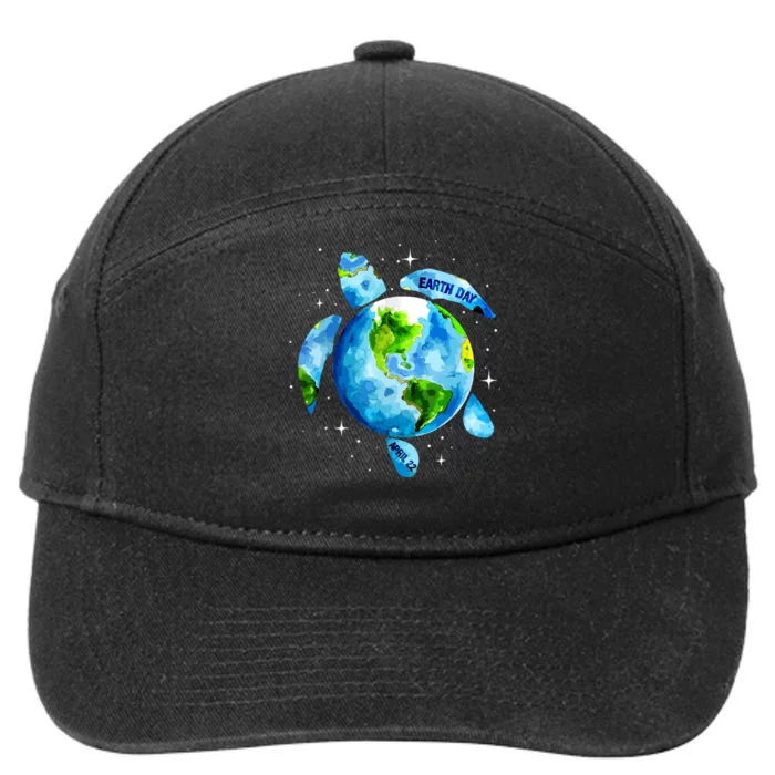 Earth Day 2024 Restore Earth Sea Turtle Art Save The Planet 7-Panel Snapback Hat