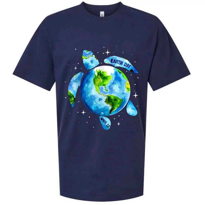 Earth Day 2024 Restore Earth Sea Turtle Art Save The Planet Sueded Cloud Jersey T-Shirt