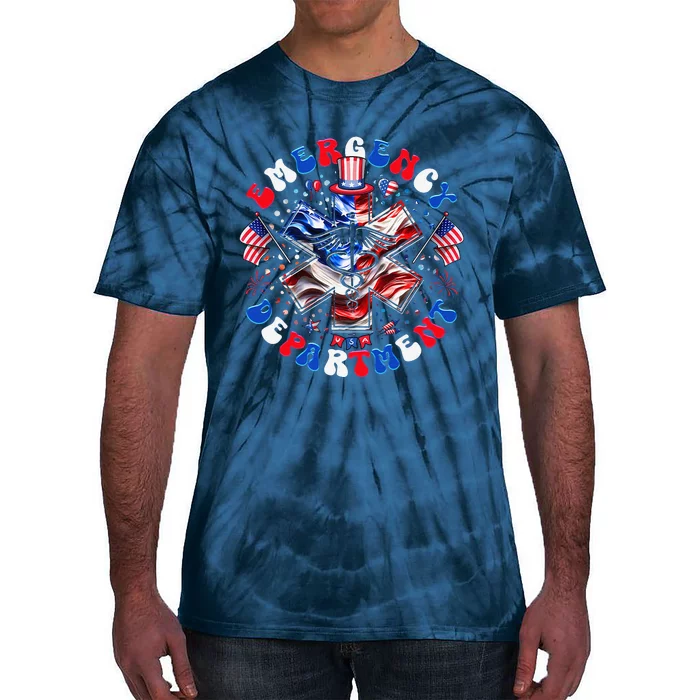 Emergency Department 4th Of July Usa Emergency Room Nurse Tie-Dye T-Shirt