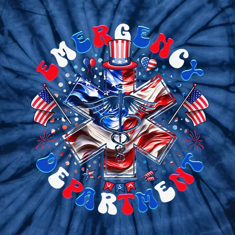 Emergency Department 4th Of July Usa Emergency Room Nurse Tie-Dye T-Shirt