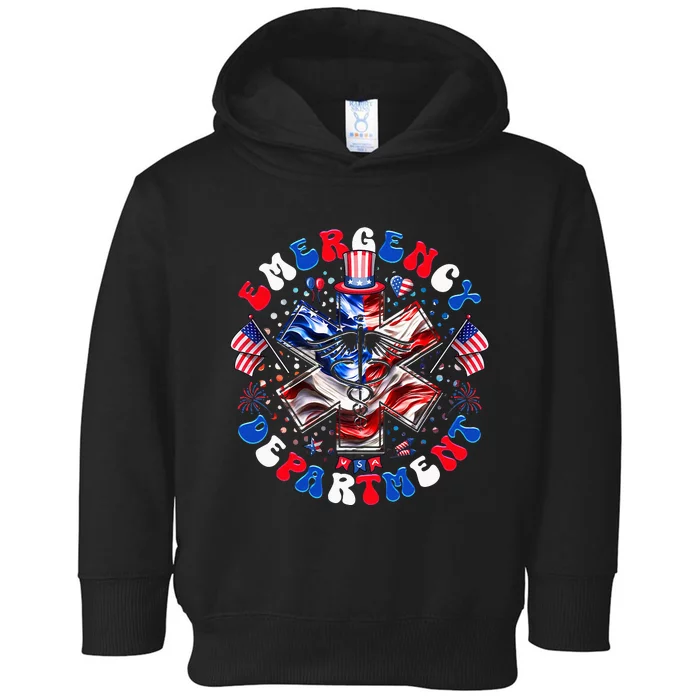 Emergency Department 4th Of July Usa Emergency Room Nurse Toddler Hoodie